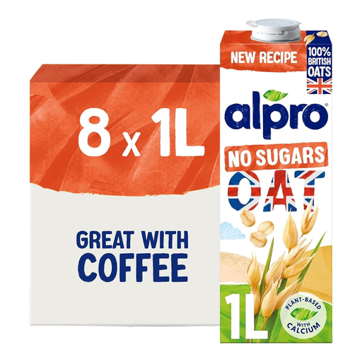 Alpro Oat No Sugars Long Life Drink, 8 × 1L