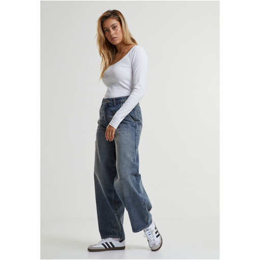 Urban Classics Ladies Tapered Baggy Jeans in a dirty wash