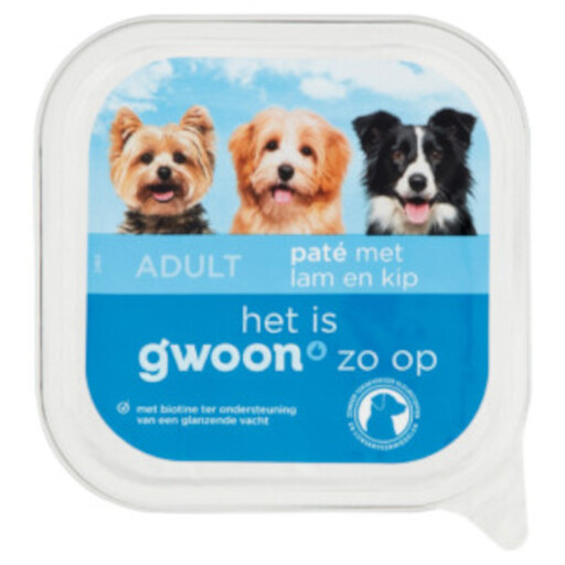 Pâtée g'woon pour chien adulte, agneau et poulet