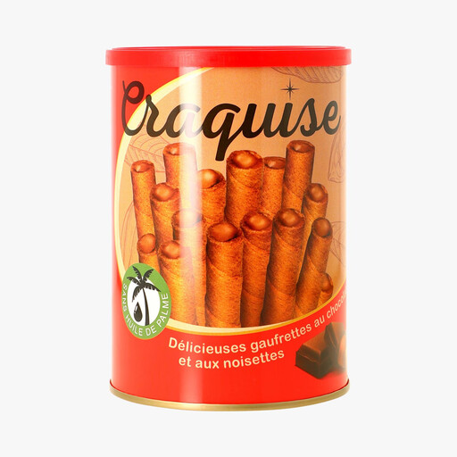 CRAQUISE Almond-Chocolate Filled Wafers Tin Can, 400g
