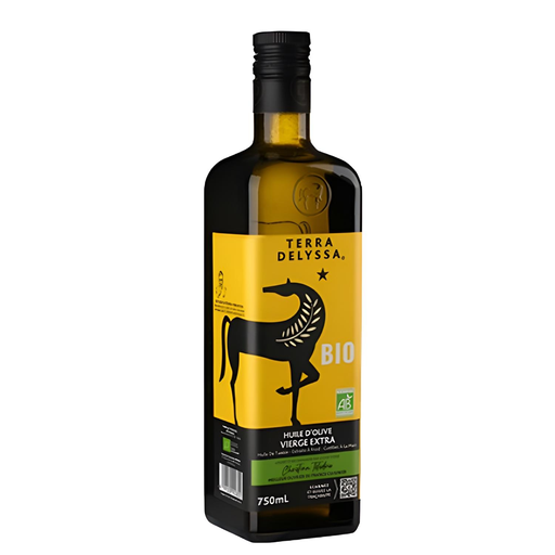 750 ml bottle of TERRA DELYSSA organic extra virgin olive oil