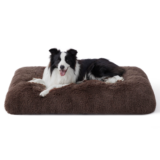 BEDSURE PetPad Solid Color Plush Dog Cage Pad, Coffee Brown, 89x58cm L
