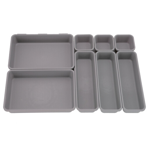Addis 8 Piece Interlocking Drawer Organiser Set - Grey