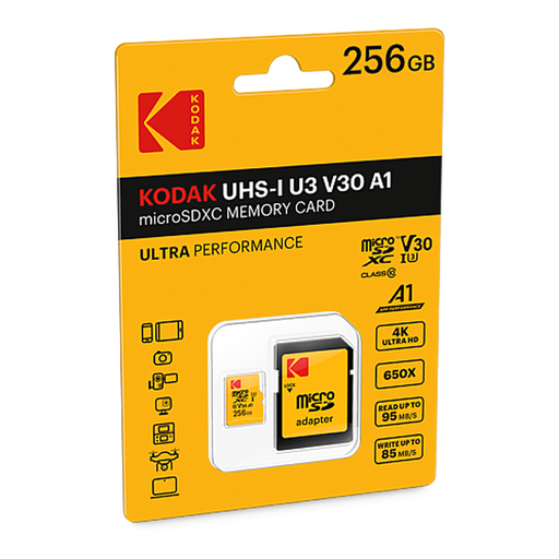 Kodak microSD Memory Card 256GB UHS-I U3 V30 Ultra with Adapter