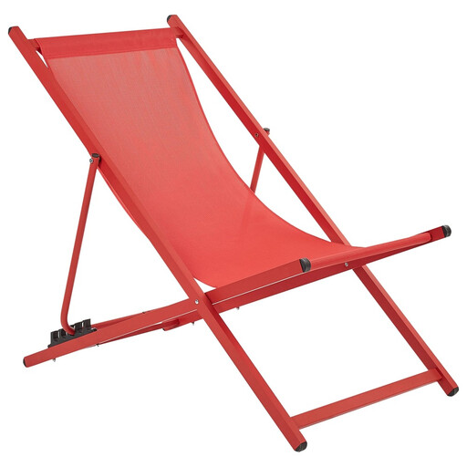 Beliani Folding Deck Chair Red LOCRI II