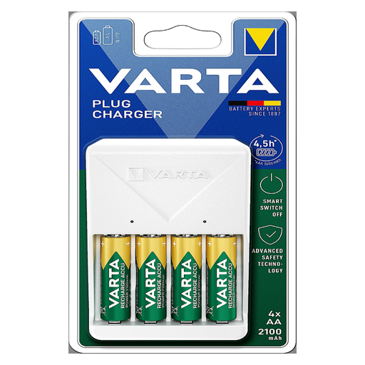 VARTA PLUG CHARGER with 4 rechargeable AA batteries