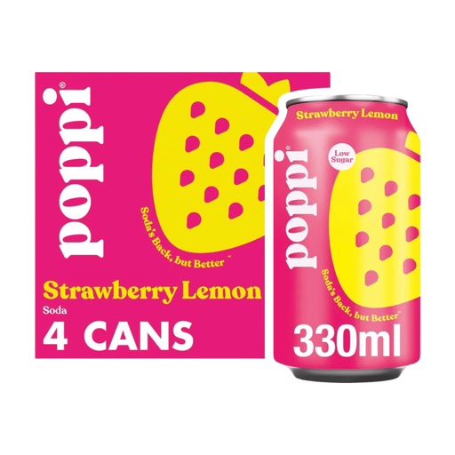 Poppi Strawberry & Lemon 4×330ml cans