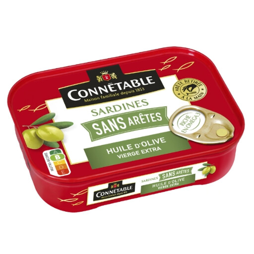 Tin of Connétable sardines in extra virgin olive oil, 140 g