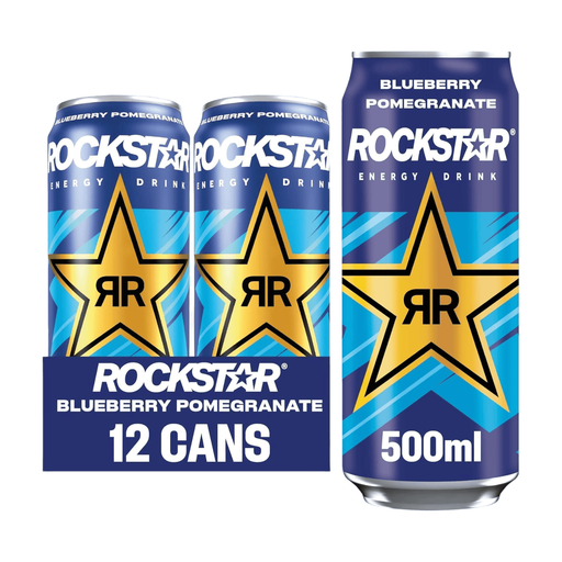 Rockstar Blueberry & Pomegranate pack of twelve 500ml cans