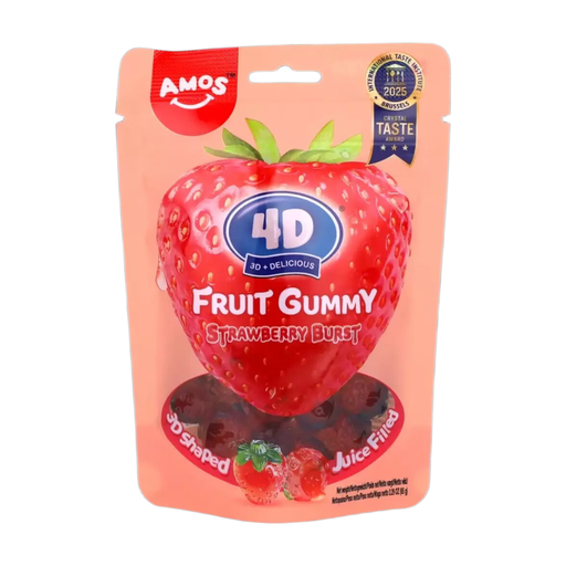 Amos 4D Fruit Gummy Juicy Burst - Strawberry 65g