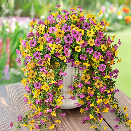 Set aus 4 künstlichen Chrysanthemen & Eukalyptus-Ranken