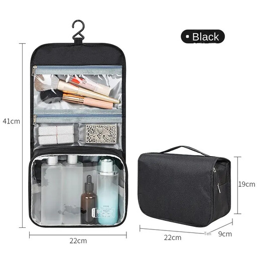 Large Capacity Portable Hanging Toilet Bag Black