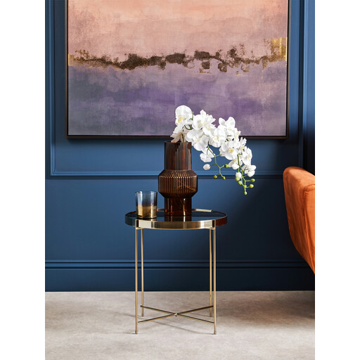 Interiors by Premier Side Table Allure Brushed Bronze/Black Mirror Round Small