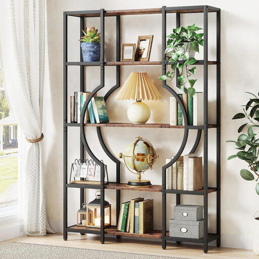 Tribesigns 5-Tier Bookcase， Tall Vintage Bookcase with 12 Open Display Shelves