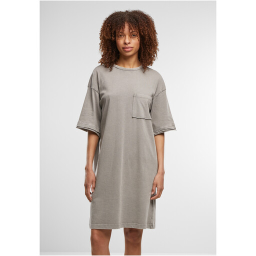 Urban Classics Ladies Washed Jersey T-Shirt Dress in Stahlgrau