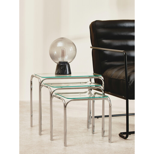 Maison by Premier Glass and Iron Nest of 3 Tables