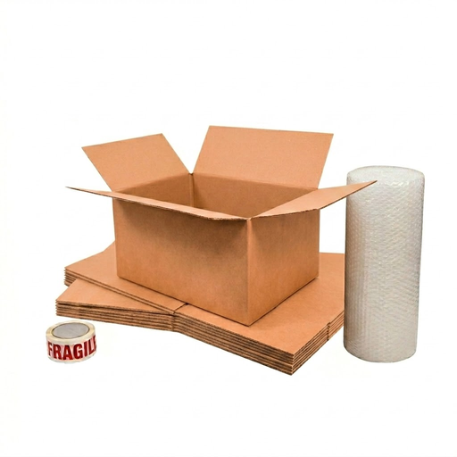 Triplast Home Moving Kit with boxes, tape, and bubble wrap