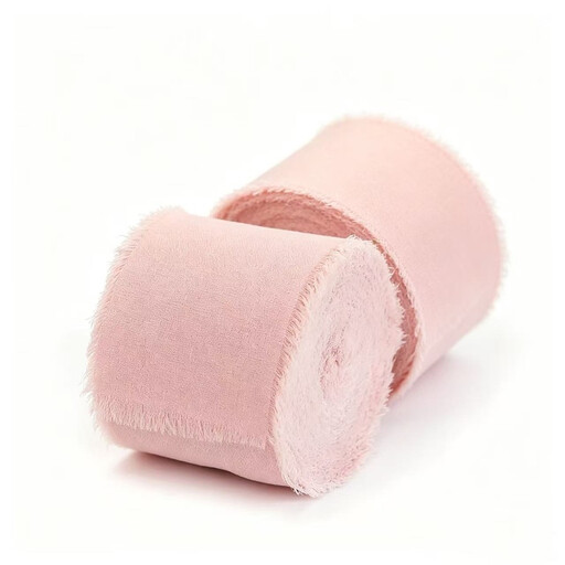 2PCs 40MMx5M Pink Chiffon Silky Ribbon