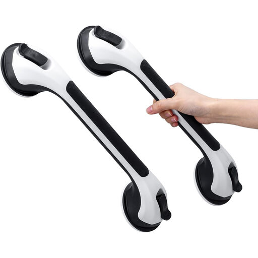 TAILI Shower Grab Bar 2 Pack Suction Grab Bars for Bathtubs and Showers, Heavy Duty Shower Handle Removable Shower Handrails for Seniors and Elderly, Bathroom Safety Grip No Drilling Waterproof, Black