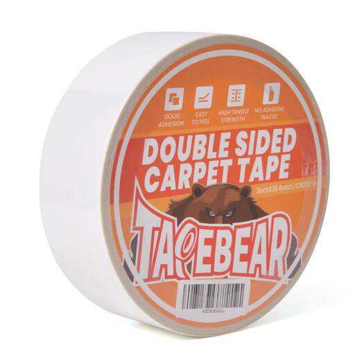 TAPEBEAR Heavy-Duty Double-Side Carpet Tape 2 Inch X 40 Yard, Carpet Tape for Rug, Wood, Floor, Residue-Free Rug Tape, Multipurpose Gripper Non-Slip Tape, White