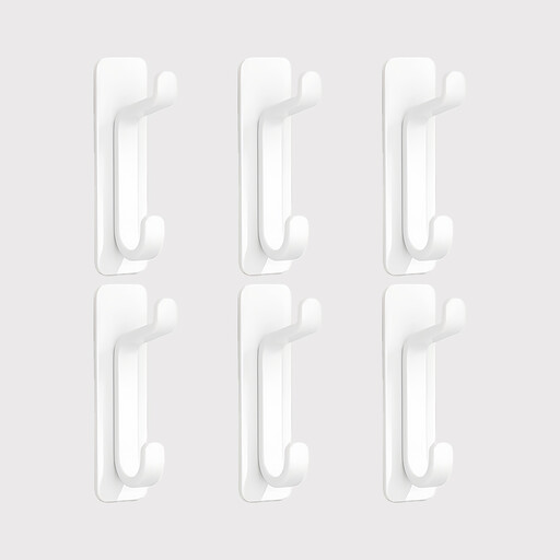 JORDAN&JUDY No-Drill Strong Adhesive Hooks, 6-Pack, Stainless Steel, Damage-Free, Over-Door Storage, White