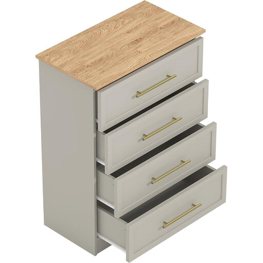 Galano Cleverton 4-Drawer Chest in a light grey and oak finish