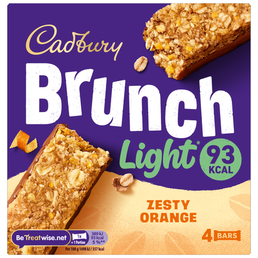 Cadbury Brunch Light 橙味谷物棒，4 支装，104g