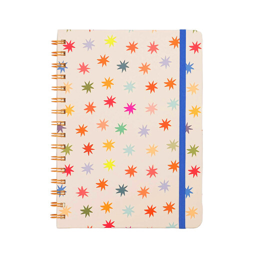 Jubiluu A5 Hardcover Spiral Lined Notebook - Starburst Floral