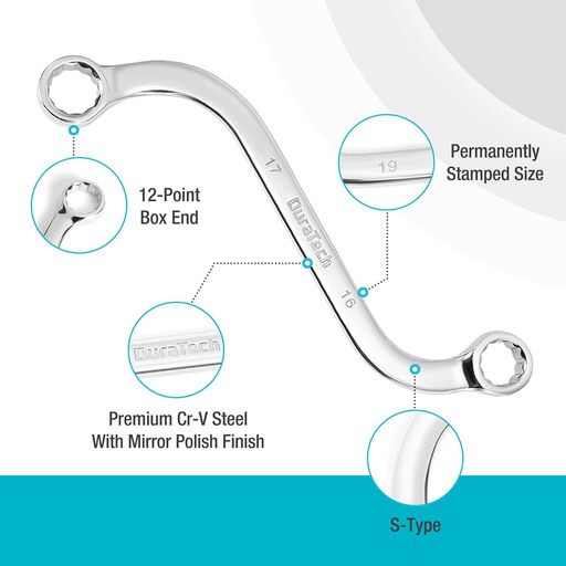 DURATECH 5-Piece S-Type Box-End Wrench Set