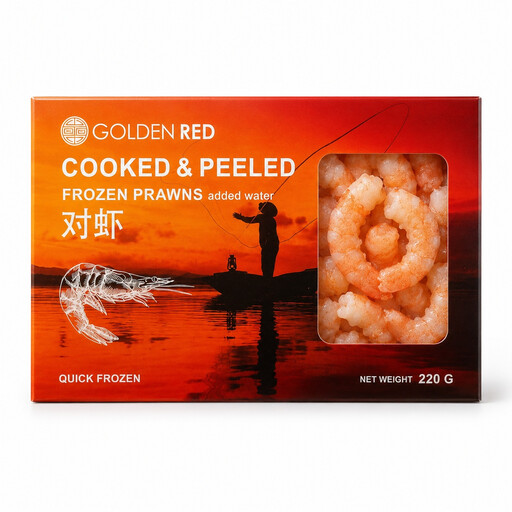GOLDEN-RED Cooked & Peeled Pink Speckled Shrimps 100-200/lb 220g