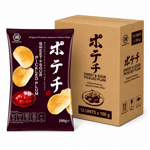 Chips KOIKEYA Potato Pickled Plum, lot de 12 sachets de 100 g