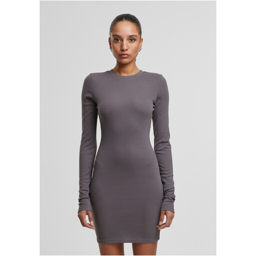 Urban Classics Ladies Cozy Rib Jersey Dress in Magnet