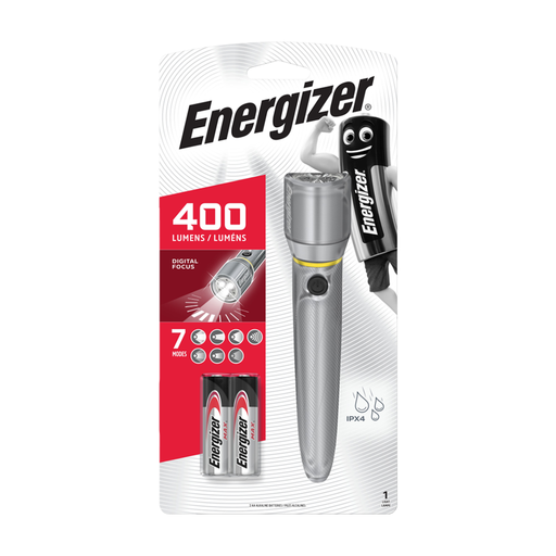 Energizer Vision HD Metal LED Torch 400 Lumens + 2×AA Batteries