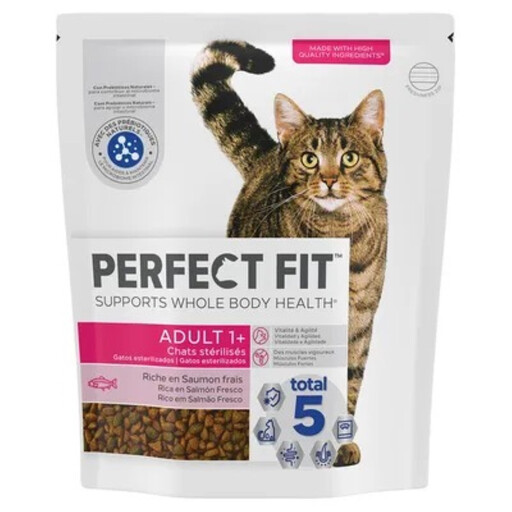 PERFECT FIT Sterilized Cat Dry Food 1+，Salmon，1.4 kg