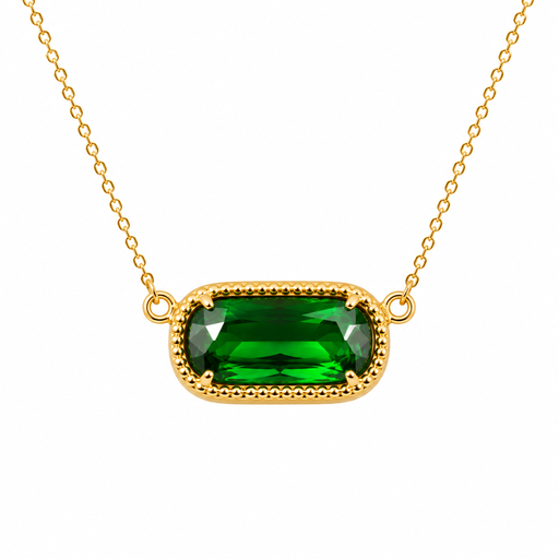 VoxorAI HypoAllergenic Natural Stone Necklace, Zircon Necklace, Crystal Pendant Clavicle Chain, All-Season Green