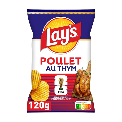 Lay's 鸡肉百里香味波浪薯片，120 g