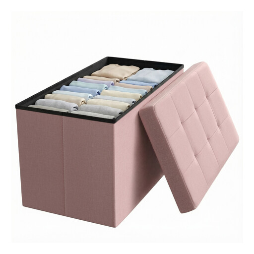 Ochama Storage Ottoman Bench, 38 x 76 x 38 cm, Pink