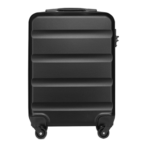 kono Hard Shell ABS Carry-on Suitcase with 4 Spinner Wheels and Dial Combination Lock (Black)