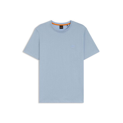 BOSS Cotton-Jersey T-shirt with Logo Patch - Open Blue