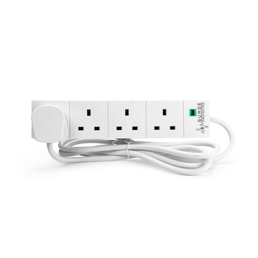 STATUS Extension Lead, 4 Sockets, Surge Protected, 2 Metres, White