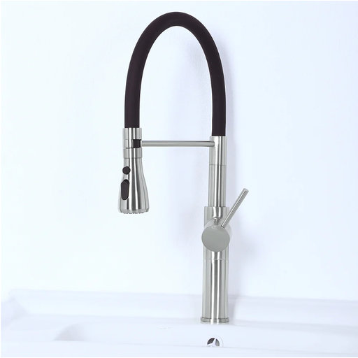 Homary Brass Kitchen Mixer Taps Monobloc Pull Out Spray Tap Brushed Nickel