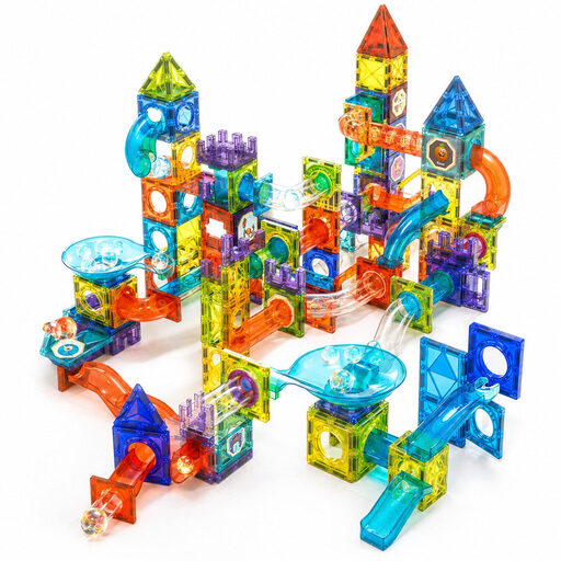 126-piece magnetic marble run STEM toy