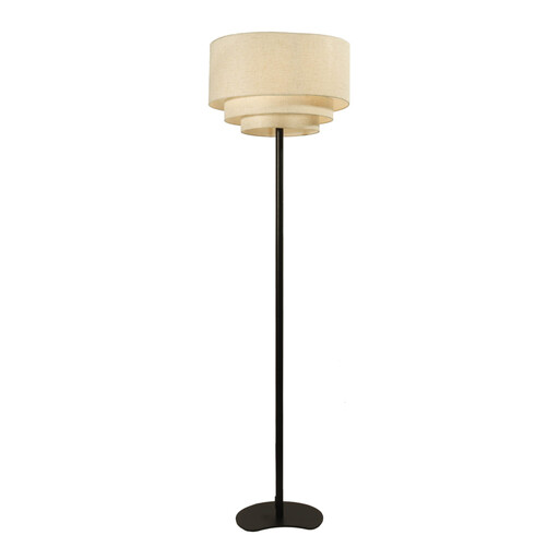 Lameke Stehlampe Schwarz mit gestuftem Stoffschirm