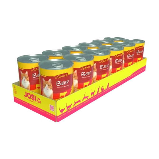 JosiCat Beef in Sauce Wet Cat Food for Adult Cats - 12 x 415g