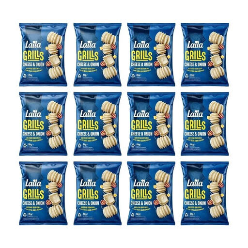 Laila Cheese and Onion Grills, twelve 80g bags
