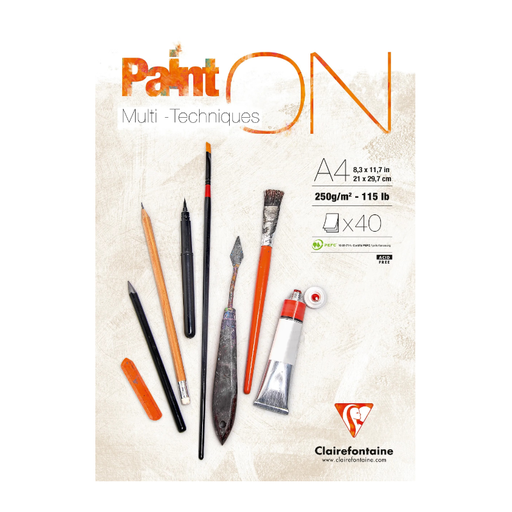 CLAIREFONTAINE Paint'ON Adhesive Drawing Pad, A4, 40 Sheets, White, 250 g