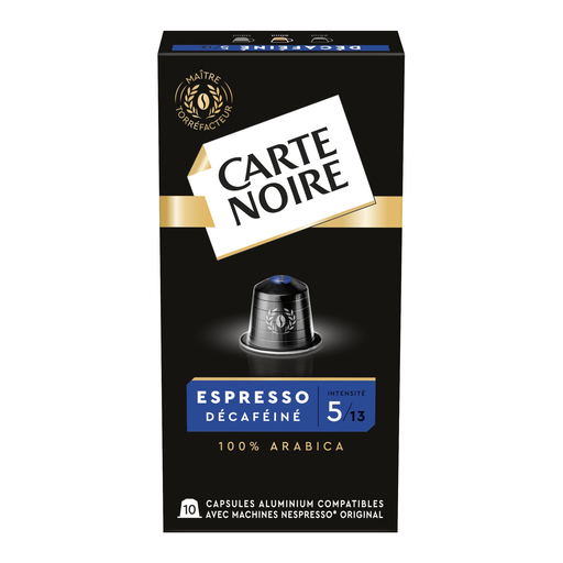 CARTE NOIRE Espresso Décaféiné N°5，10 颗铝制胶囊