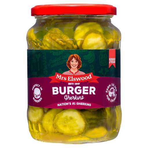 Mrs Elswood Burger Gherkins 670g