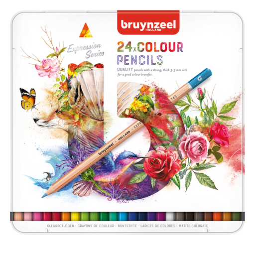 Bruynzeel Expression Coloured Pencils, Metal Tin of 24