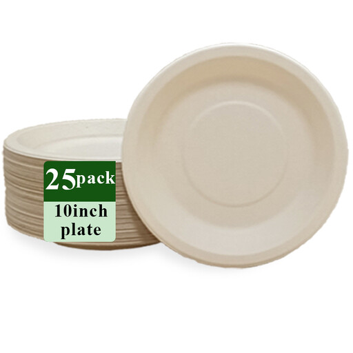 Lot de 25 Assiettes en Fibre de Bambou Ruibamboo - 25 cm